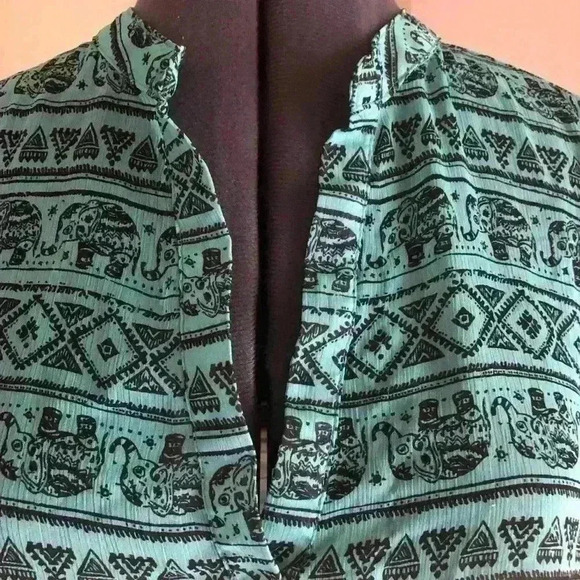 no boundaries teal black elephant sheet sleeveless tunic top labeled xl - Picture 7 of 7